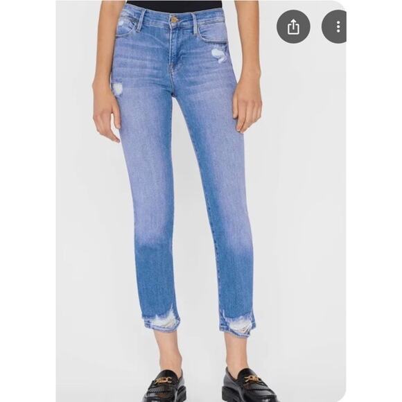 Frame Jeans Womens Size 29 Blue Denim Le High Straight Fit Distressed Ankle - Picture 3 of 10